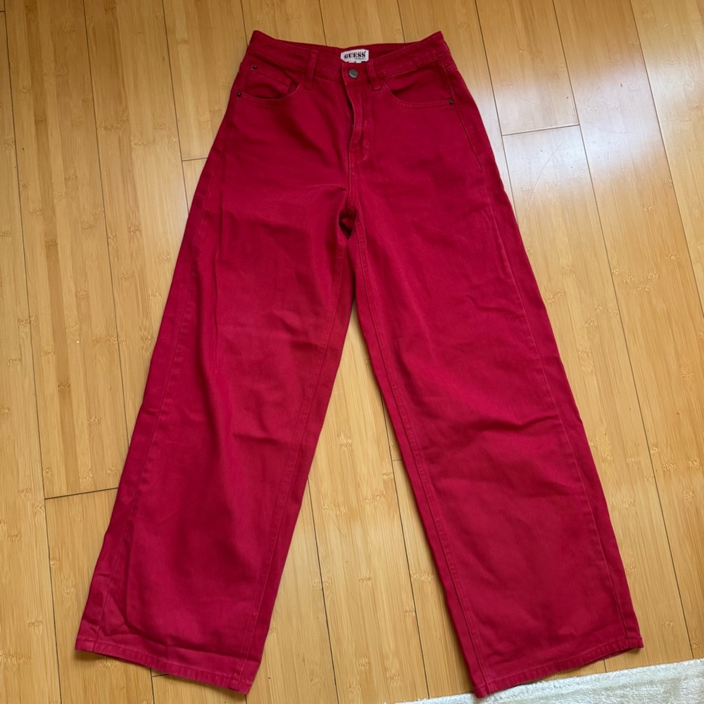 Guess Kit Wide Leg Red Jeans 25